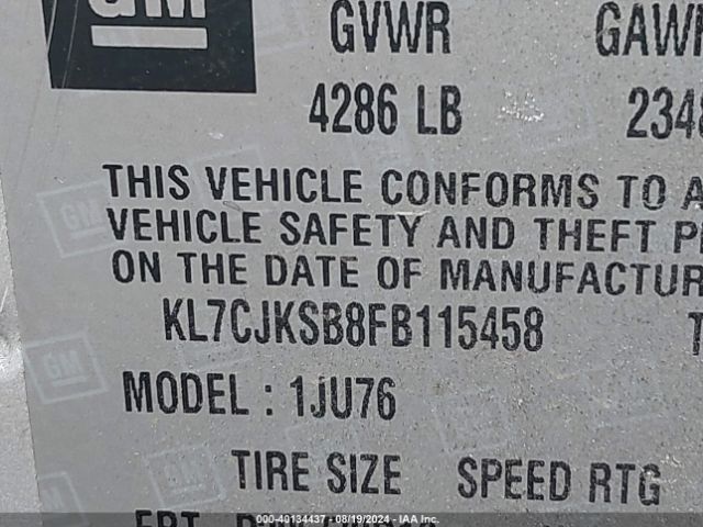KL7CJKSB8FB115458 Chevrolet Trax 1ls