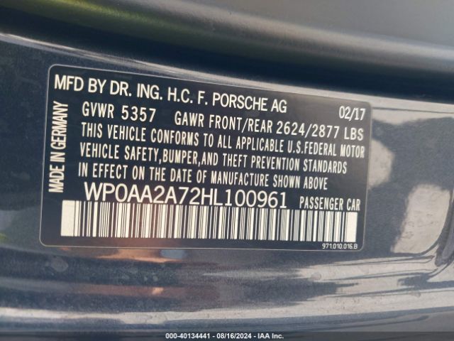 WP0AA2A72HL100961 Porsche PANAMERA 4