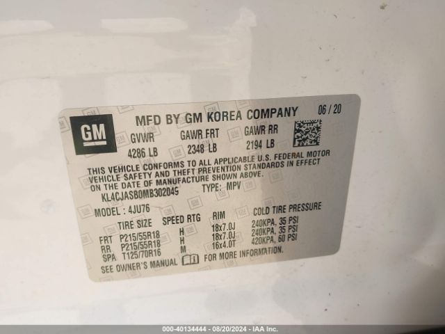 KL4CJASB0MB302049 Buick Encore Fwd Preferred