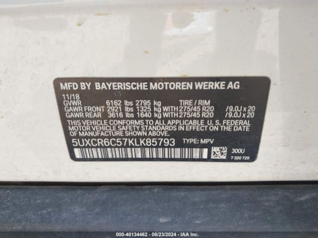 5UXCR6C57KLK85793 BMW X5 Xdrive40i