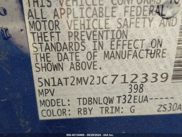 5N1AT2MV2JC712339 Nissan ROGUE SV