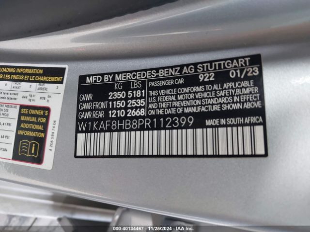 W1KAF8HB8PR112399 Mercedes-Benz Amg C 43 4matic