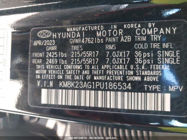 KM8K23AG1PU186534 Hyundai Kona Electric Se