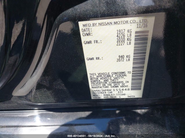 Nissan Altima 2.5 Sl 2017 1N4AL3AP4HC155448 Image 9