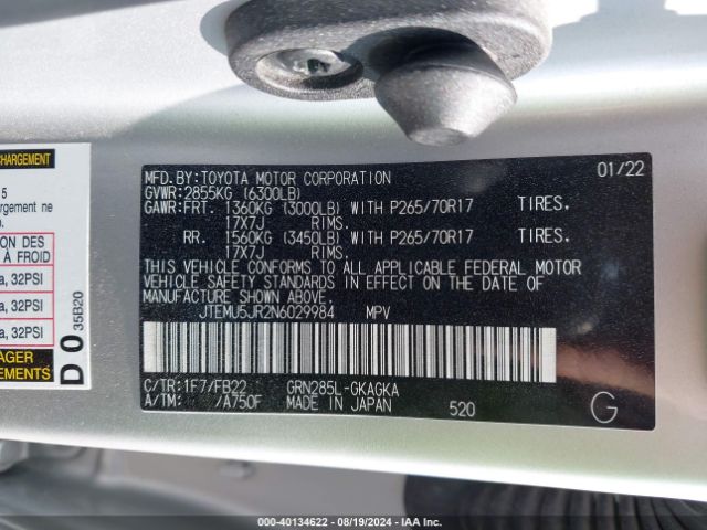 JTEMU5JR2N6029984 Toyota 4RUNNER SR5
