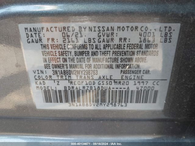 3N1AB8DV2MY298763 Nissan Sentra Sr Xtronic Cvt