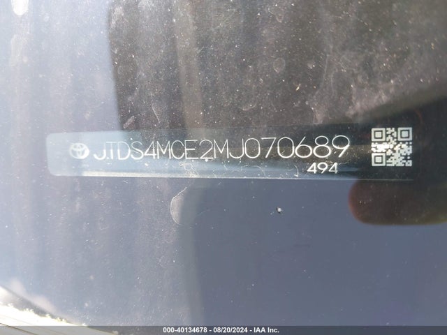 Toyota COROLLA SE 2021 JTDS4MCE2MJ070689 Image 9