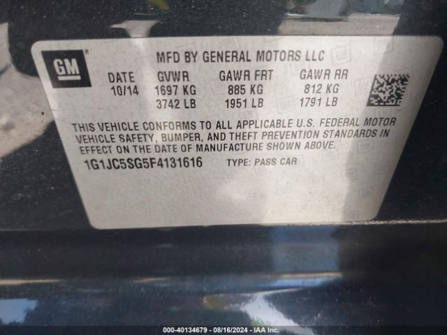 1G1JC5SG5F4131616 Chevrolet Sonic Lt Auto