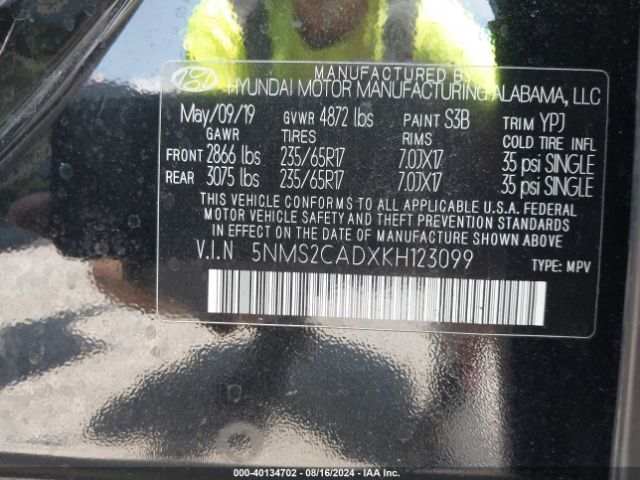 5NMS2CADXKH123099 Hyundai Santa Fe Se