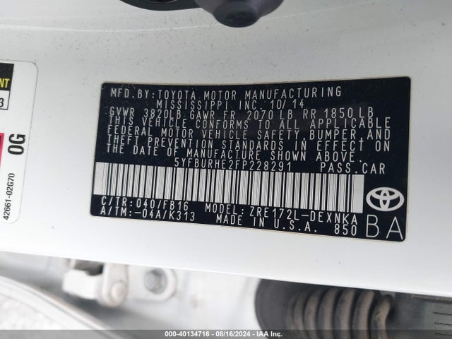 Toyota Corolla Le Plus 2015 5YFBURHE2FP228291 Image 9