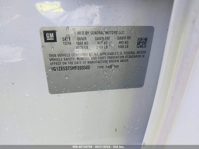 Chevrolet MALIBU 1LT 2017 1G1ZE5ST5HF203500 Image 9
