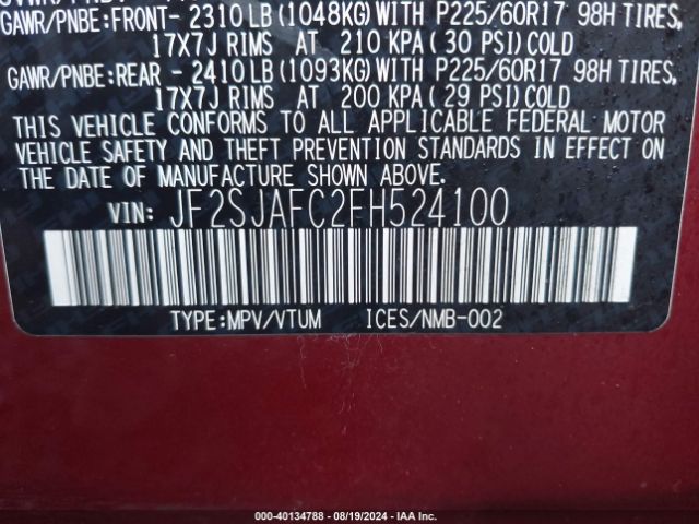 JF2SJAFC2FH524100 Subaru Forester 2.5i Premium