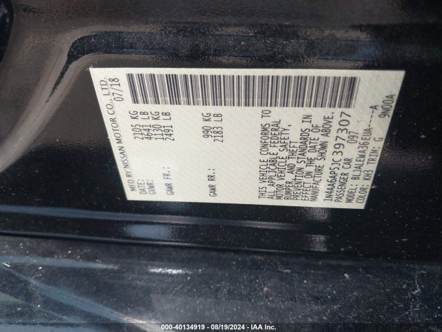 Nissan Maxima 3.5 Sl 2018 1N4AA6AP5JC397307 Image 9