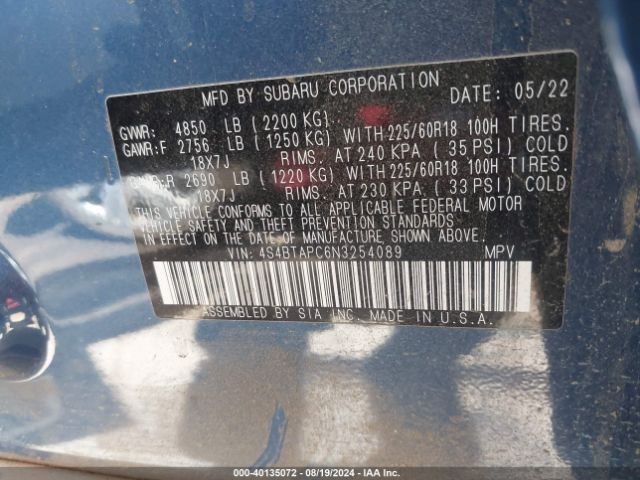 4S4BTAPC6N3254089 Subaru Outback Touring