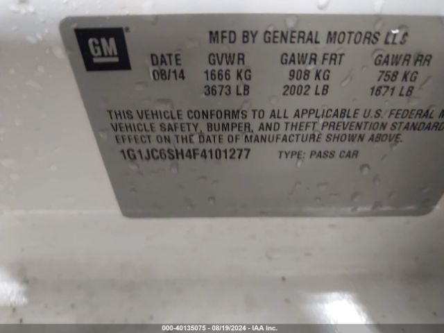1G1JC6SH4F4101277 Chevrolet Sonic Lt Auto