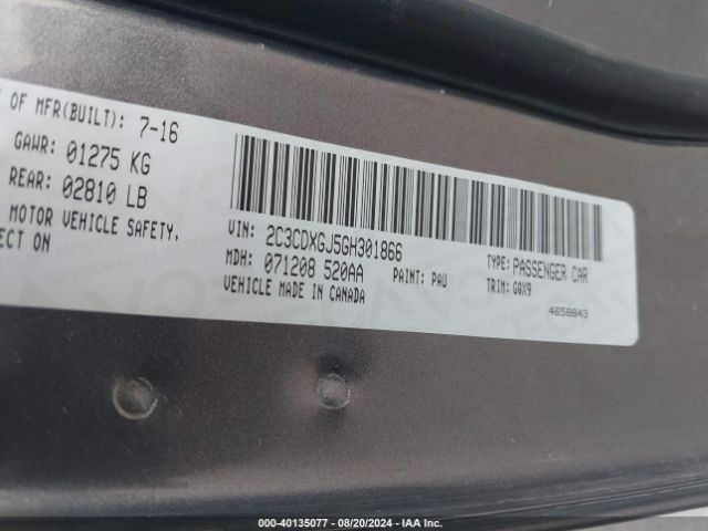 2C3CDXGJ5GH301866 Dodge Charger R/t Scat Pack