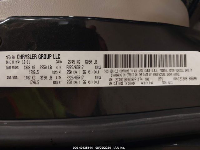 2012 CHRYSLER TOWN & COUNTRY 2C4RC1BG6CR221174 Photo 8