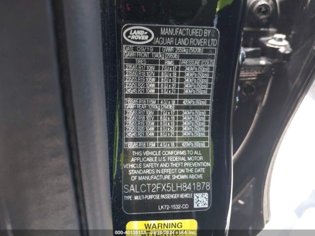 SALCT2FX5LH841878 Land Rover Discovery Sport R-dynamic S/r-dynamic Se