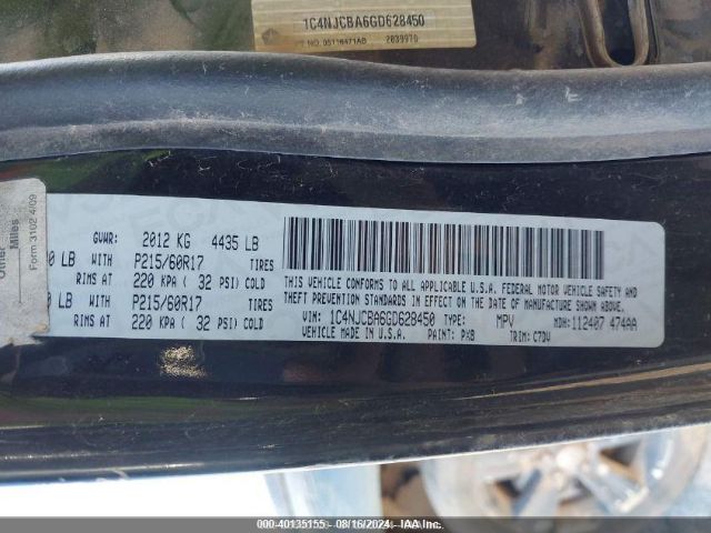 1C4NJCBA6GD628450 Jeep Compass Sport