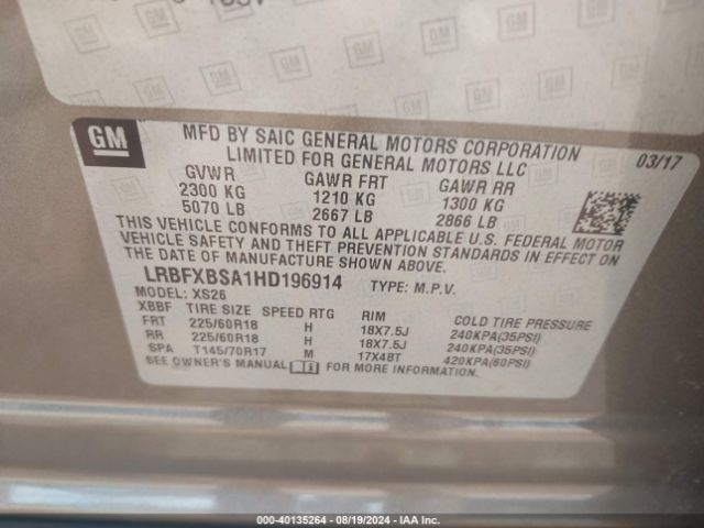 LRBFXBSA1HD196914 Buick Envision Essence