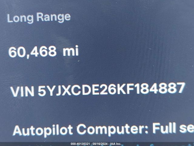 5YJXCDE26KF184887 Tesla Model X 100d/75d/long Range/standard Range