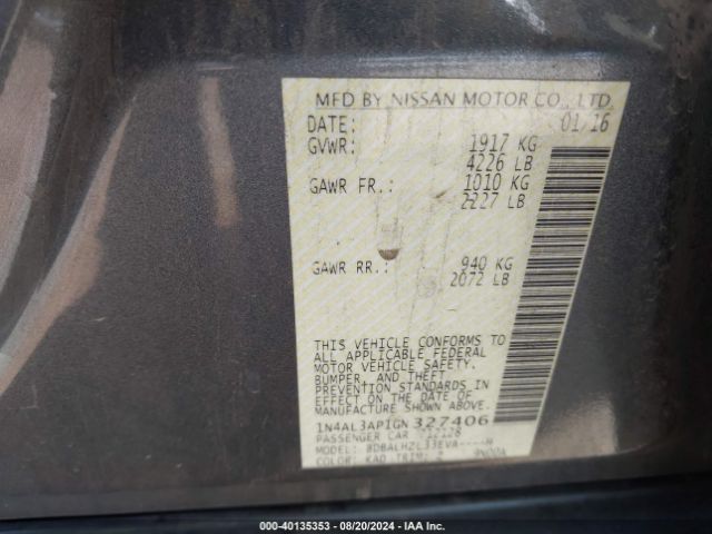 1N4AL3AP1GN327406 Nissan Altima 2.5 Sr