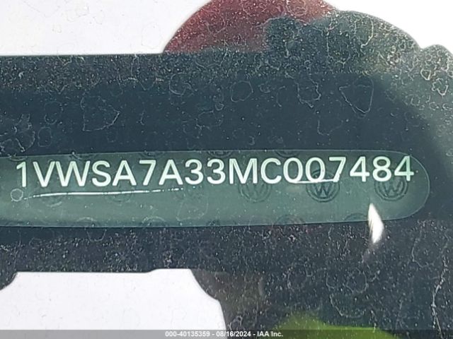 1VWSA7A33MC007484 Volkswagen Passat 2.0t Se