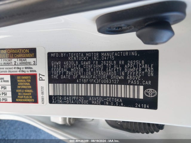 Toyota CAMRY SE 2015 4T1BF1FK3FU063127 Image 9
