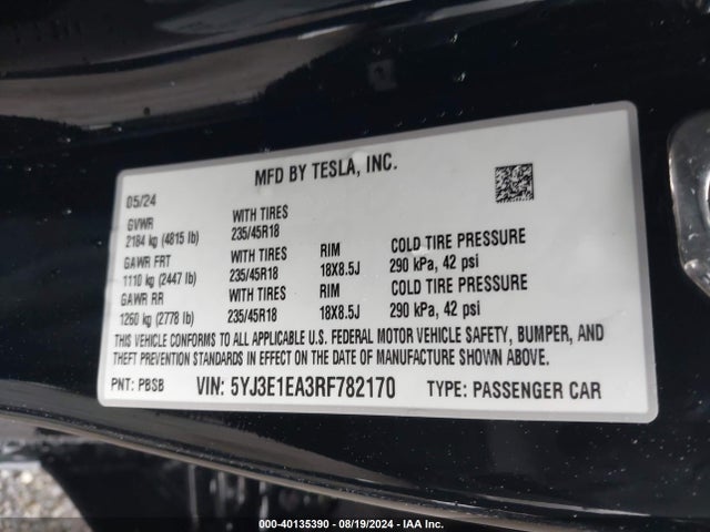 2024 TESLA MODEL 3 5YJ3E1EA3RF782170 Photo 8