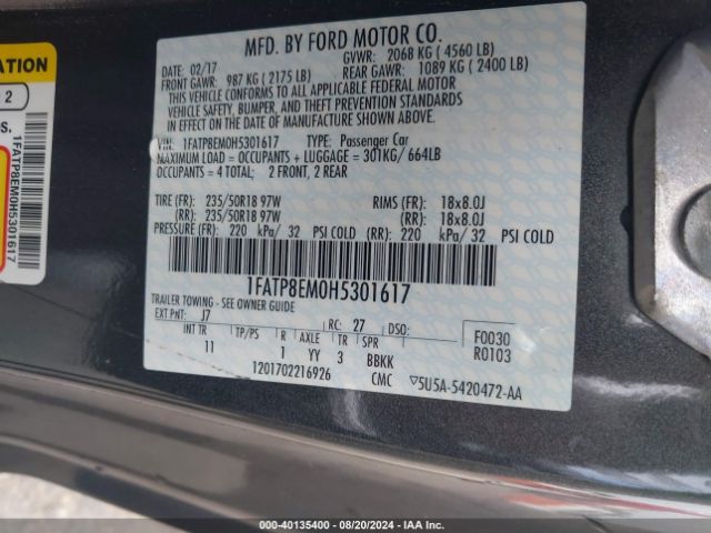 1FATP8EM0H5301617 Ford Mustang V6