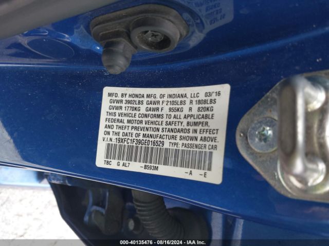 19XFC1F39GE016529 Honda Civic Ex-t
