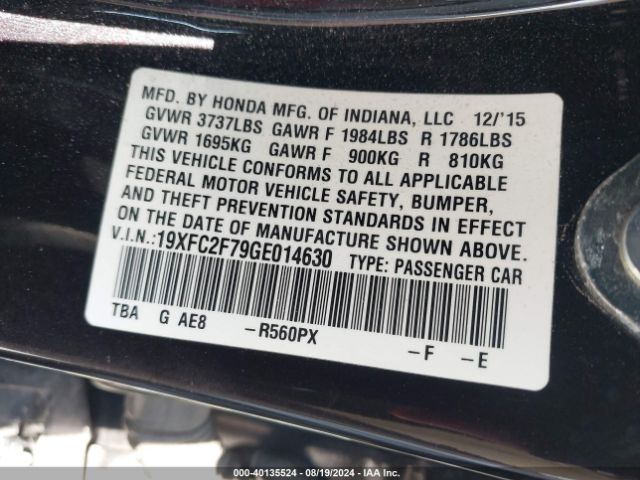 19XFC2F79GE014630 Honda CIVIC EX
