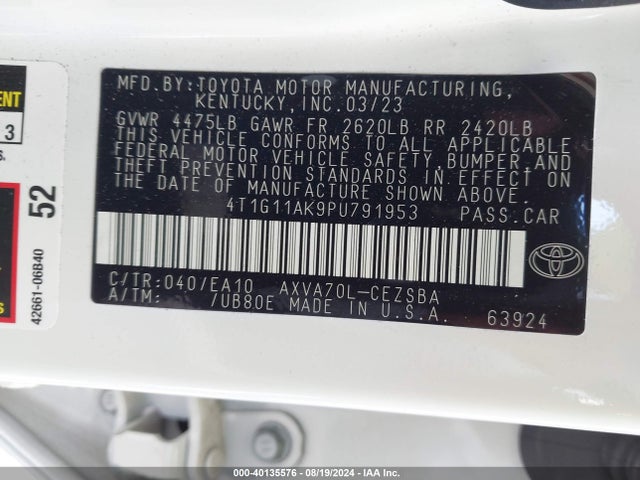 Toyota CAMRY SE 2023 4T1G11AK9PU791953 Image 9