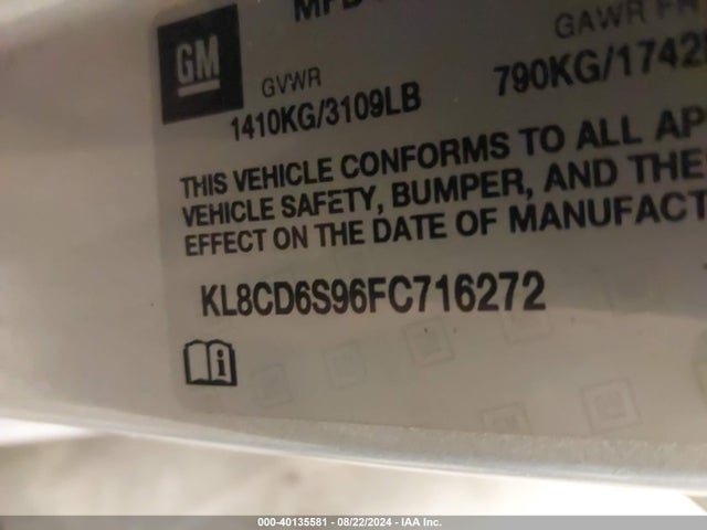 Chevrolet Spark 1lt Cvt 2015 KL8CD6S96FC716272 Image 9