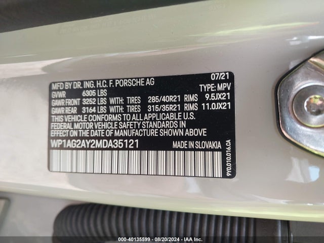 2021 PORSCHE CAYENNE WP1AG2AY2MDA35121 Photo 8