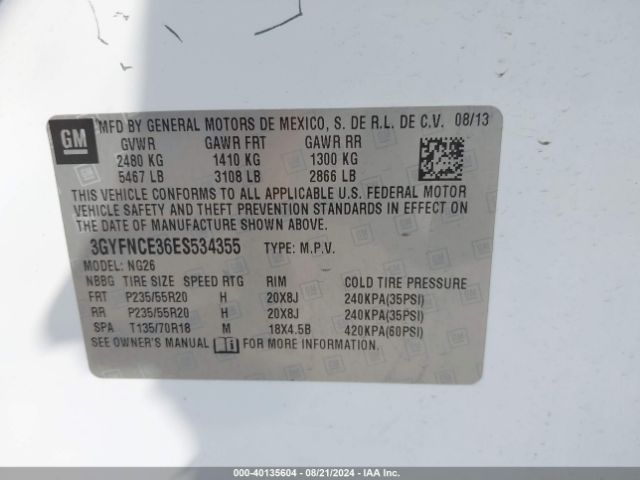 3GYFNCE36ES534355 Cadillac Srx Performance Collection