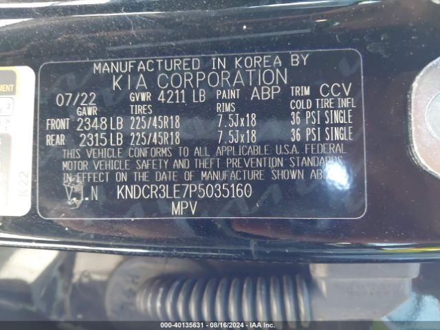 KNDCR3LE7P5035160 KIA Niro Ex Touring