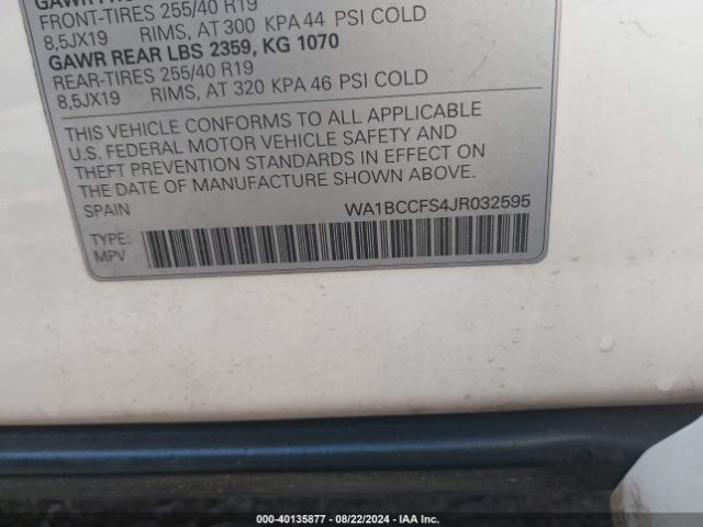 WA1BCCFS4JR032595 Audi Q3 2.0t Premium/2.0t Sport Premium