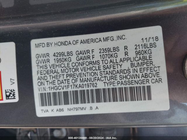 1HGCV1F17KA019762 Honda ACCORD LX