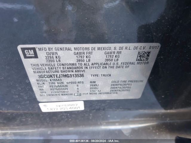 3GCUKTEJ7HG313536 Chevrolet Silverado 1500 High Country