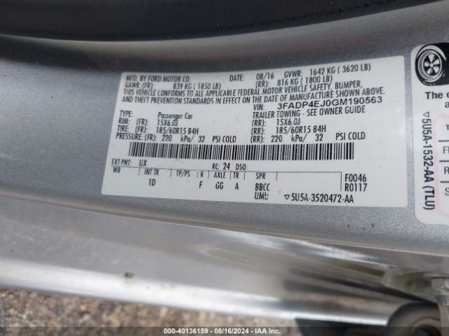 3FADP4EJ0GM190563 Ford FIESTA SE