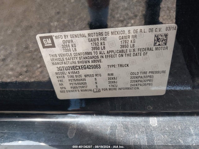 GMC Sierra 1500 Slt 2014 3GTU2VECXEG429063 Image 9