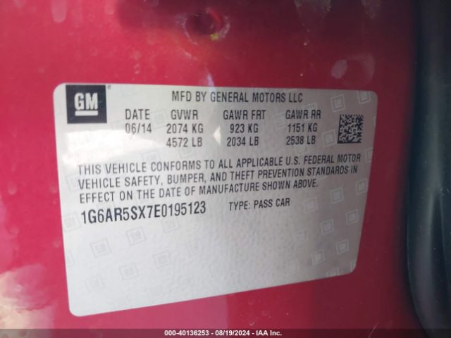 1G6AR5SX7E0195123 Cadillac CTS LUXURY