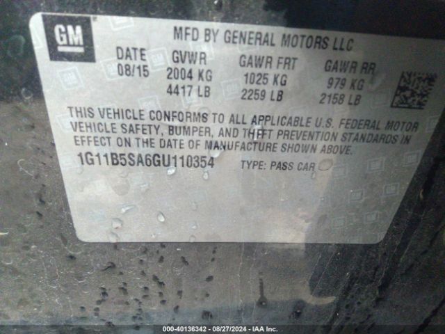 1G11B5SA6GU110354 Chevrolet Malibu Limited Ls