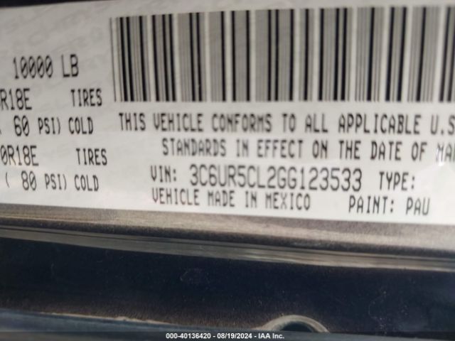 3C6UR5CL2GG123533 RAM 2500 Tradesman