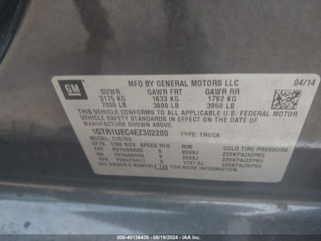 1GTR1UEC4EZ302280 GMC Sierra 1500 Sle
