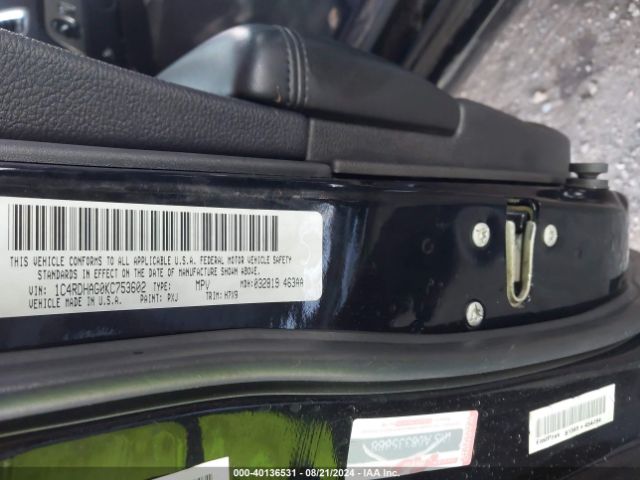 1C4RDHAG0KC753602 Dodge Durango Sxt Plus Rwd