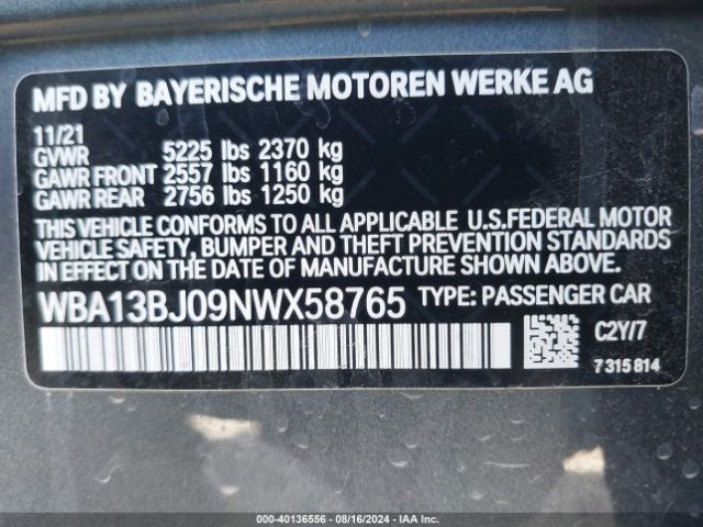 WBA13BJ09NWX58765 BMW 530 I Xdrive