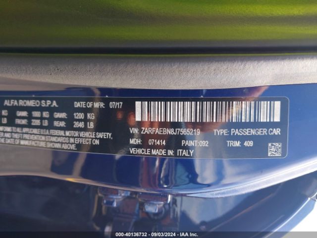 ZARFAEBN8J7565219 Alfa Romeo Giulia Rwd