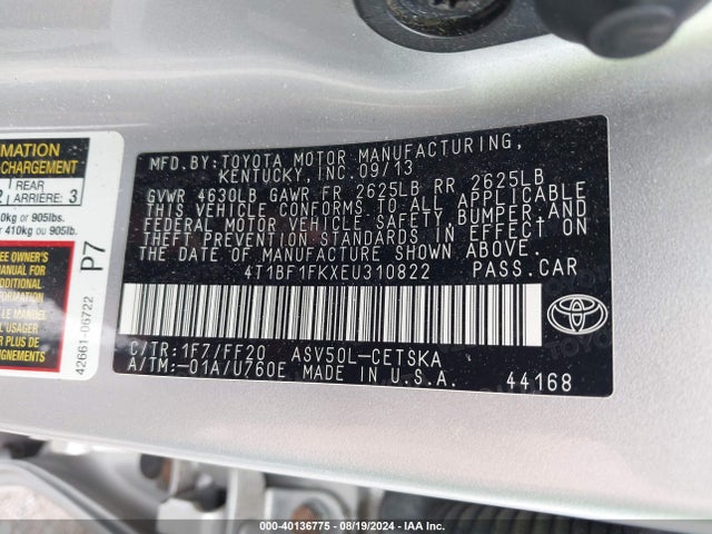 Toyota CAMRY SE 2014 4T1BF1FKXEU310822 Image 9